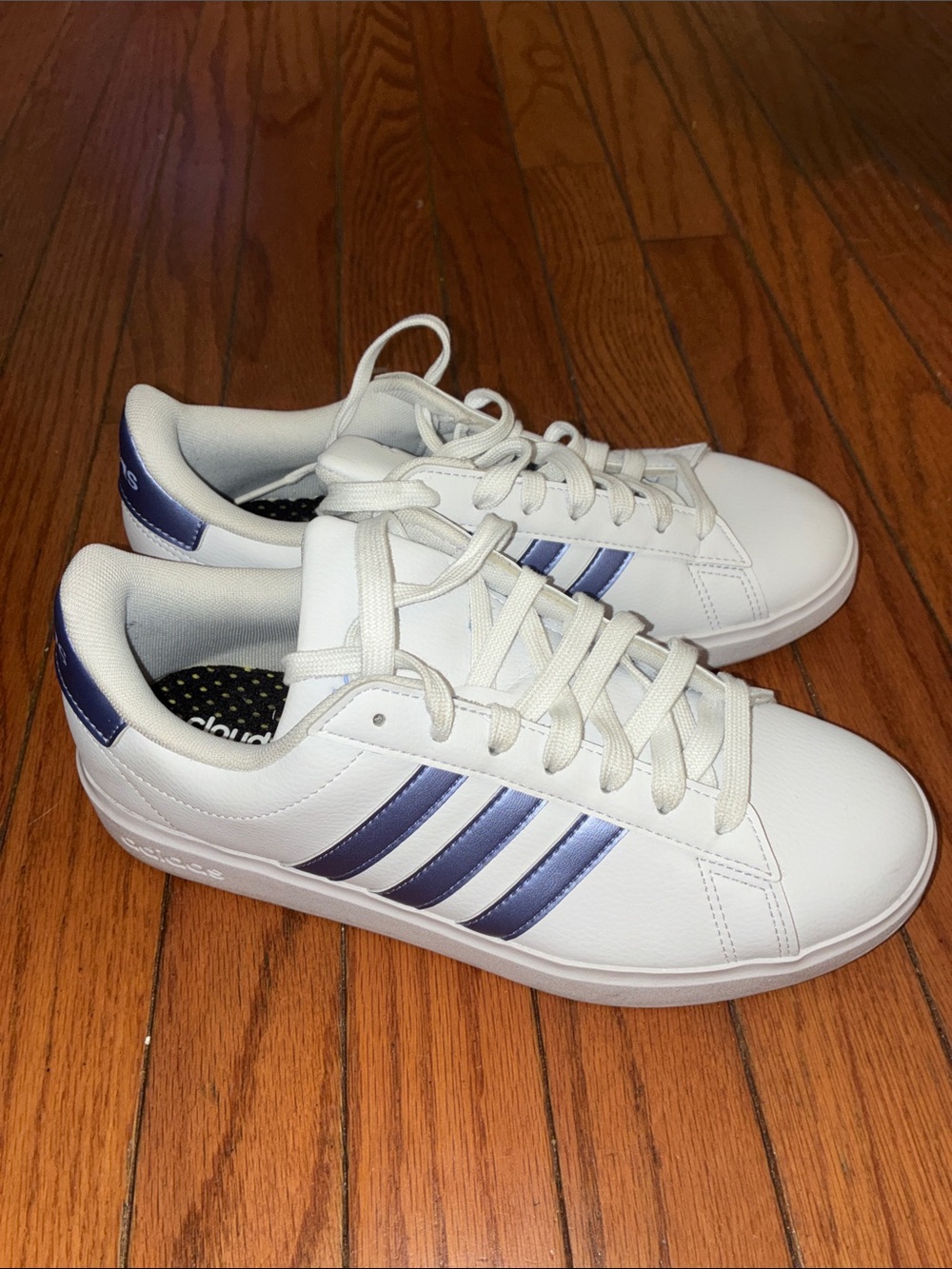 adidas Women’s Grand Court 2.0 Sneakers with Blue Stripes